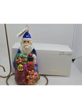 Christopher Radko "Santa Delivers" Glass Christmas Ornament 1997 1996 Tag Box
